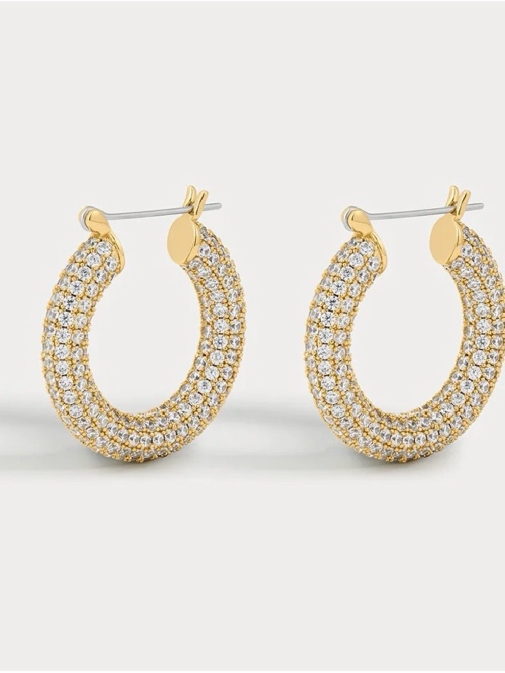 Love AJ gold PAVE BABY AMALFI HOOPS